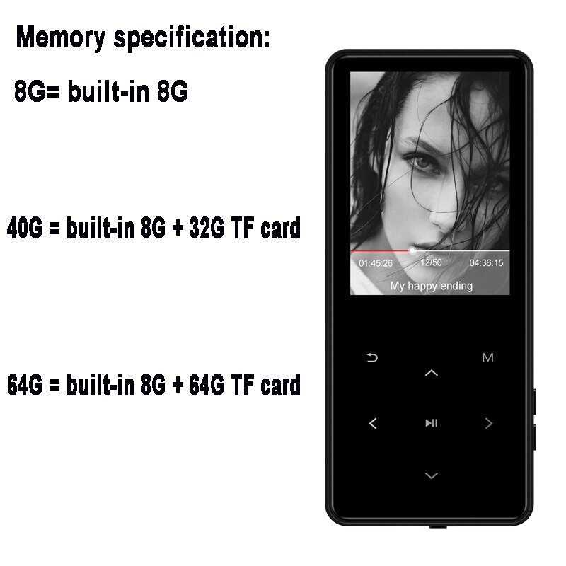 Metalen Originele bluetooth MP4 Speler 2.4inch ingebouwde Luidspreker 16G 32G 64G HiFi draagbare walkman met e-book adio FM opname