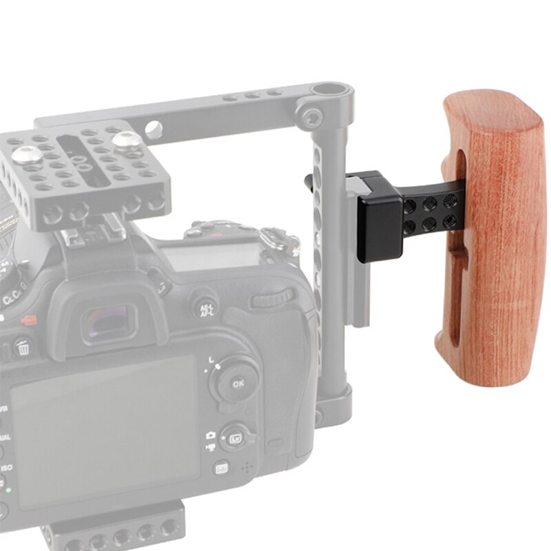 Wooden Handle Grip with NATO Clamp Connection for DSLR Camera Cage Rig (Either Side)