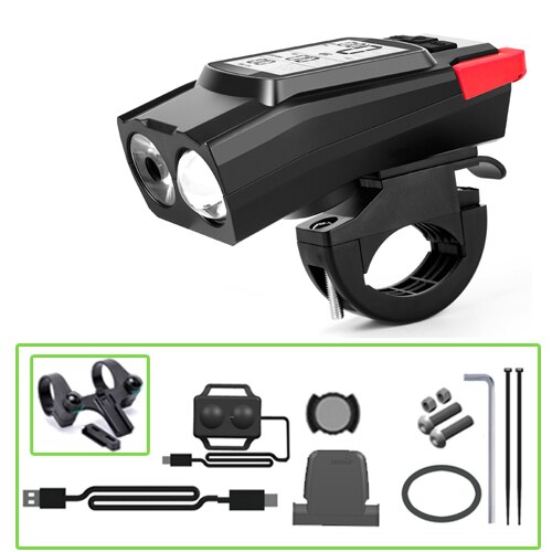 Campanello per bici anello elettronico avvisatori acustici faro per Computer 3 in 1 120DB accessori per biciclette con allarme ad aria forte: Red H3
