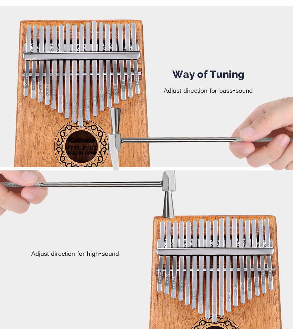 W-17T 17 Toetsen Kalimba Duim Piano Hoge Hout Mahonie Body Muziekinstrument Met Leren Boek Tune Hamer Voor beginner