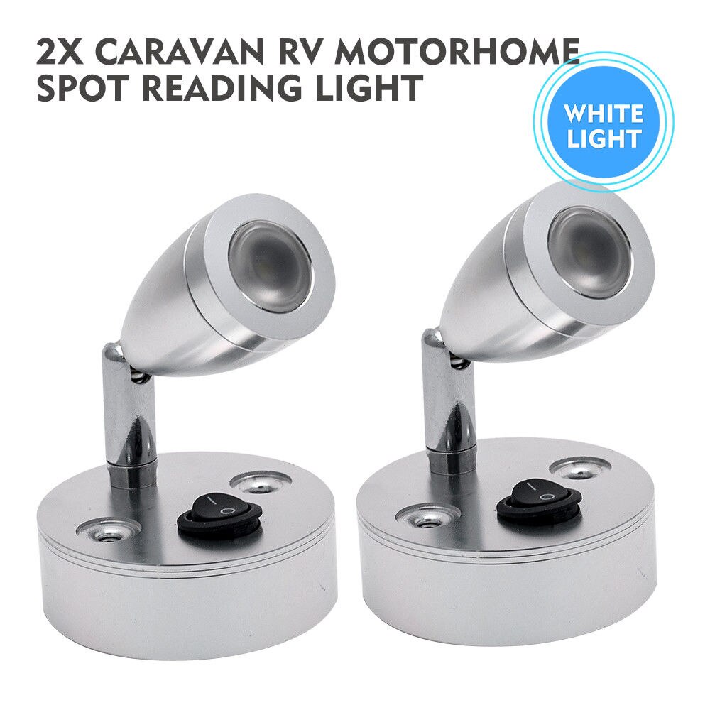 2 Stuks Led Spot Wandlamp Led Leeslamp Op Uit Schakelaar Voor Auto Camper Caravan Boot Wit Licht