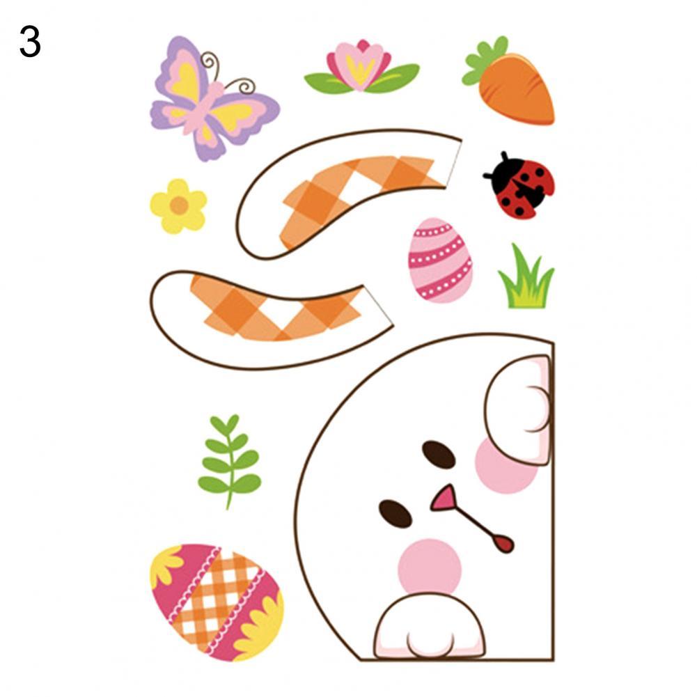 Happy Easter Window Stickers Bunny Easter Window Clings Decorations for Home Decals: 3