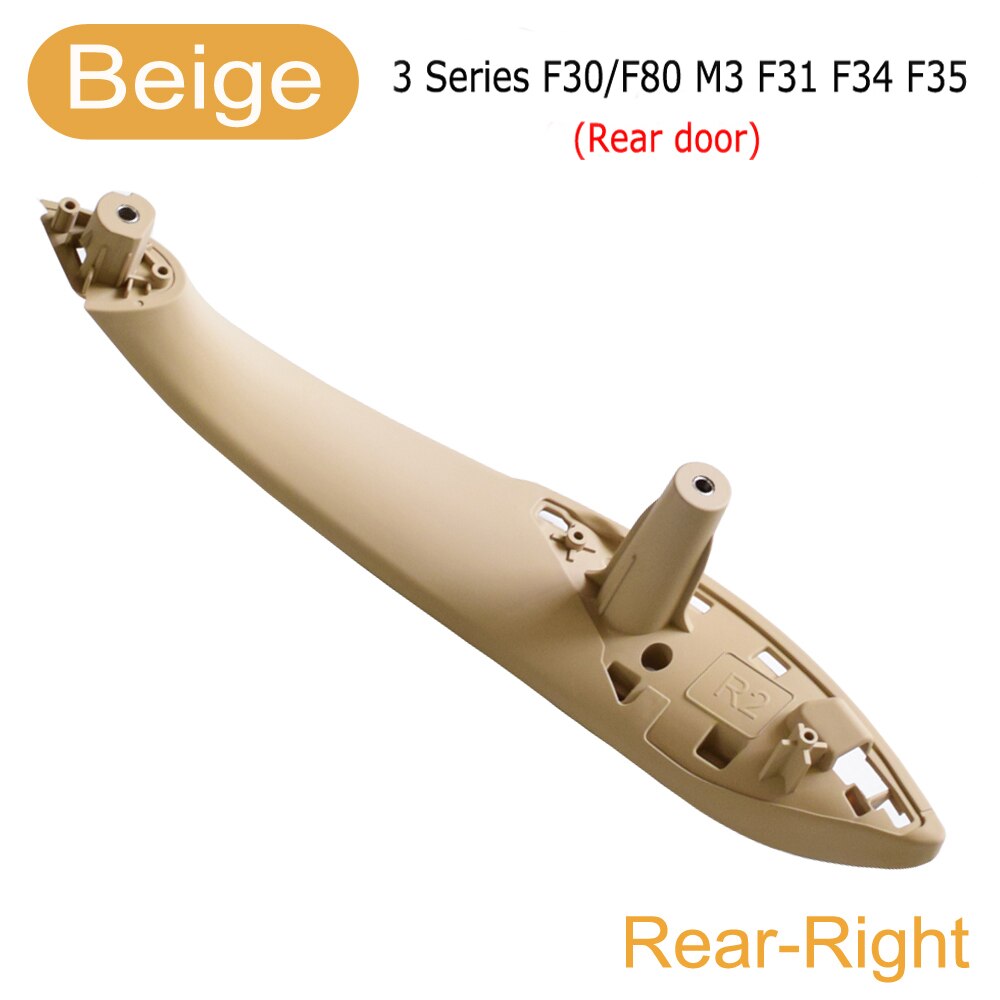 Wewnętrzny uchwyt klamki samochodu osłona wykończeniowa robić naciągania dla BMW F30 F31 F32 F33 F34 F35 F36 F80 lewego prawego wewnętrzny płyta czarny beżowy z włókna węglowego: tylny-dobrze-Beige