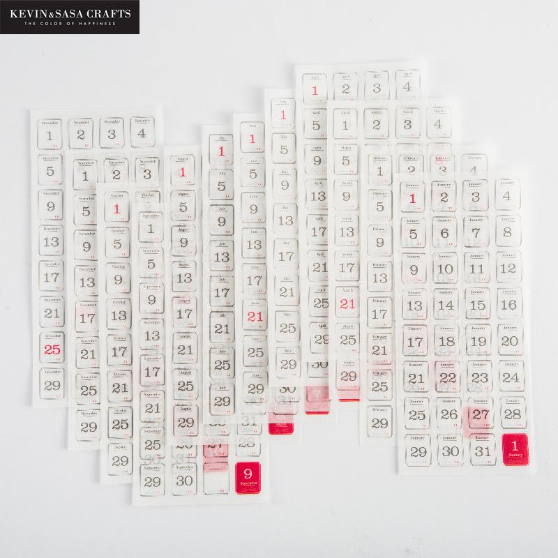 12sheets/set 365 Day Plan Sticker Set Year Planer Label Sticker Scrapbooking School Suppliers Stationery By Kevin&sasa Crafts