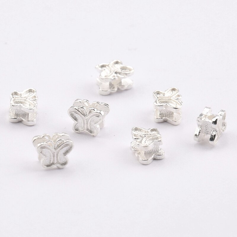 5 pièces Double côtés 925 en argent sterling papillon perles exquise en vrac entretoise argent perles pour Bracelet collier fabrication de bijoux