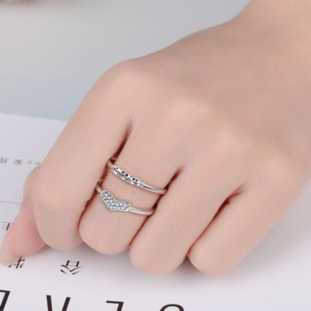 NEHZY-anillo ajustable de circonia cúbica para mujer, de Plata de Ley 925, joyería retro de , tamaño hueco en forma de corazón