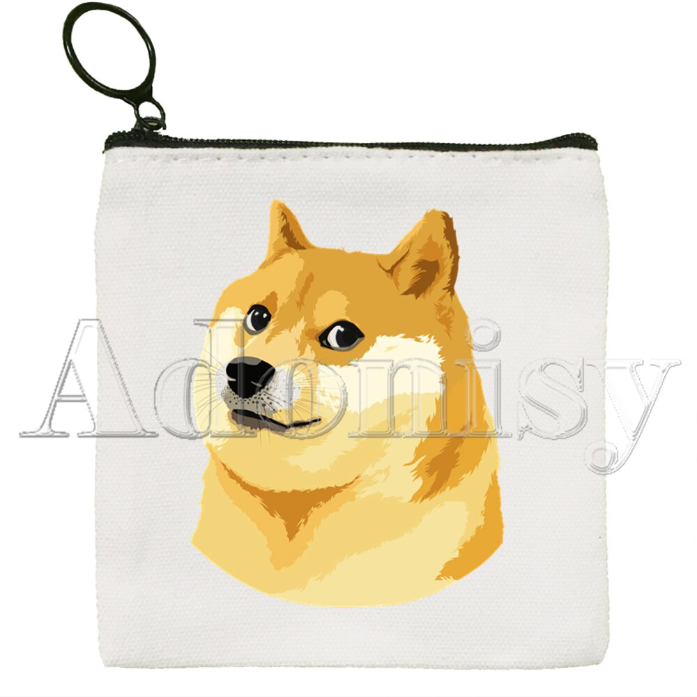 Shiba inu cão japonês impressão engraçado animal bonito cor sólida lona moeda bolsa pequeno fresco novo zíper chave saco mão presente: K