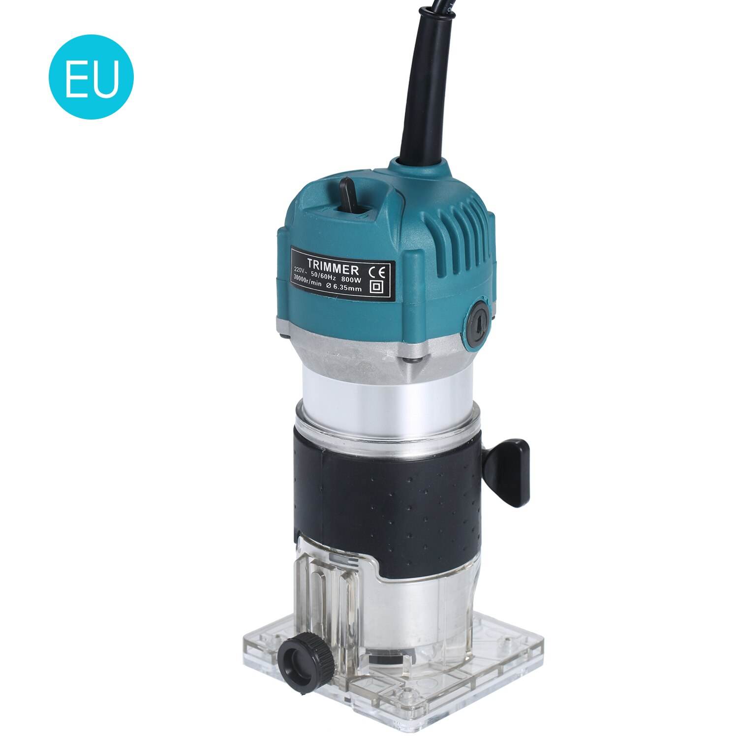 800W Hout Elektrische Trimmer 30000r/Min Hout Frezen Elektrische Trimmer Met Base Edge Gids Hout Laminaat Compact Palm router: EU plug with Carton