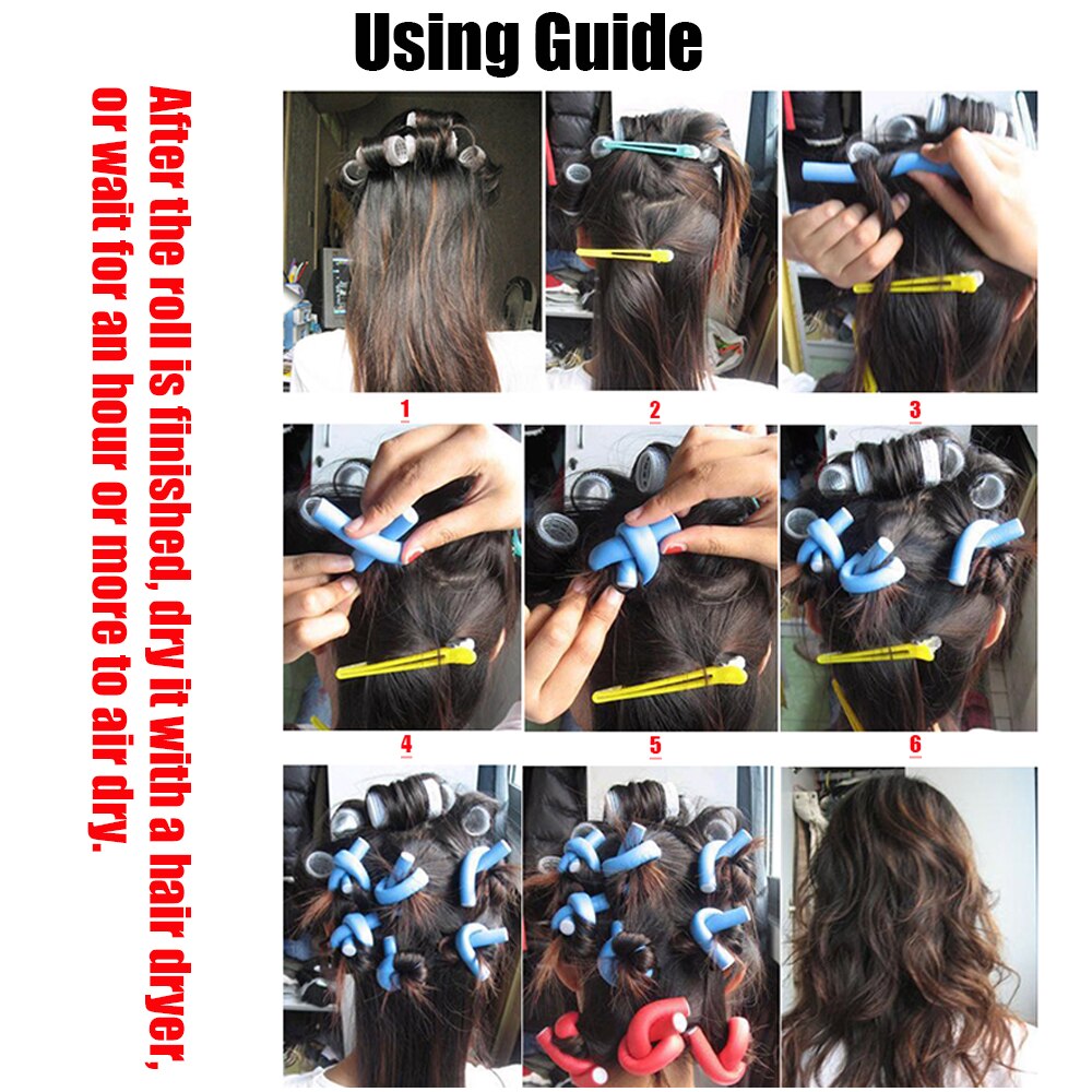 30 pcs/set 0.8cm Hair Curler Flexi rods Soft Foam Bendy Hair Roller Plastic Hair Curling Magic DIY Styling Tools For Hairstyle