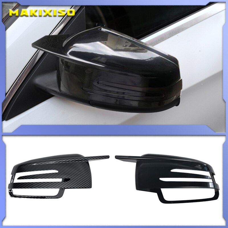 Cubierta de espejo de fibra de carbono para coche Mercedes Benz, tapas de espejo con patrón, color negro, 2 piezas, W176, W246, W204, W212, W221, C117, X204, X156