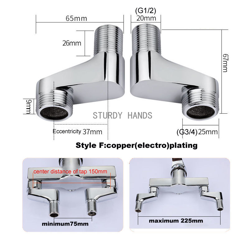 Valve d'angle réglable en laiton massif, adaptateur mural, salle de bain, douche, plat, 2 pièces par paire