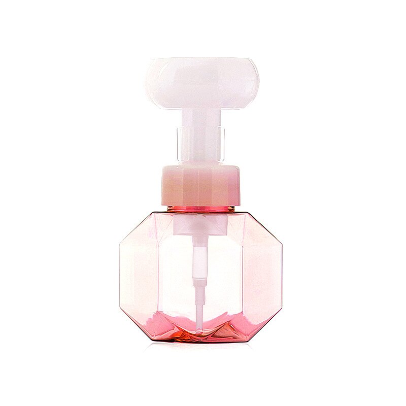 300ml flydende sæbe dispenser blomst form skum skumpumpe tom flaske plast klar flaske shower gel skum pumpe flaske: Lyserød