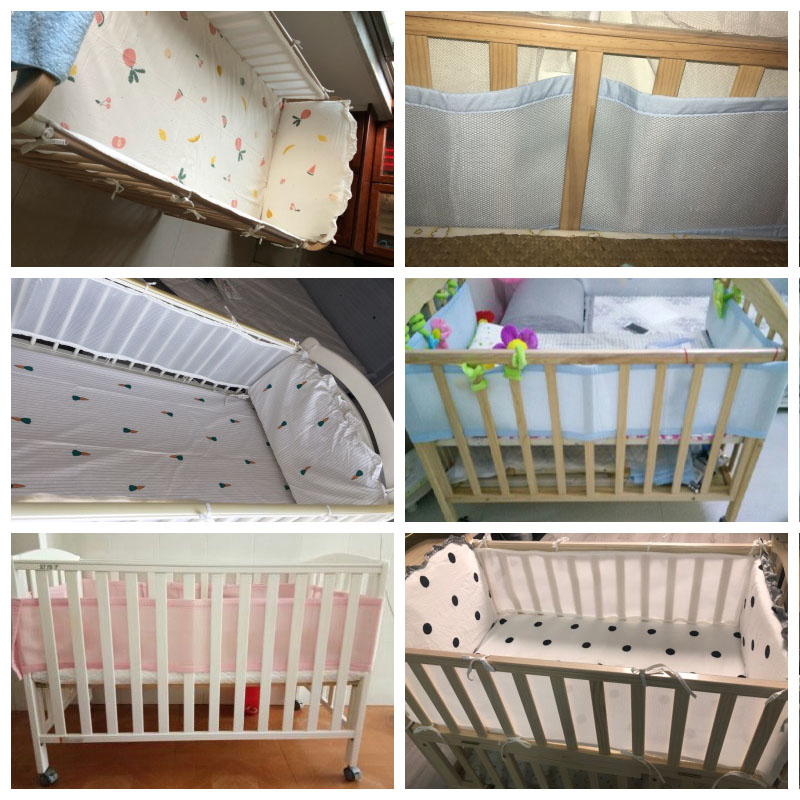 Babyinner 2 Teile/satz Baby Krippe Stoßfänger Atmungsaktives Gittergewebe Sommer Kopf Schutz Anti-kollision Haut-freundliche Zaun Baby Dekor kinderbett Gesetzt