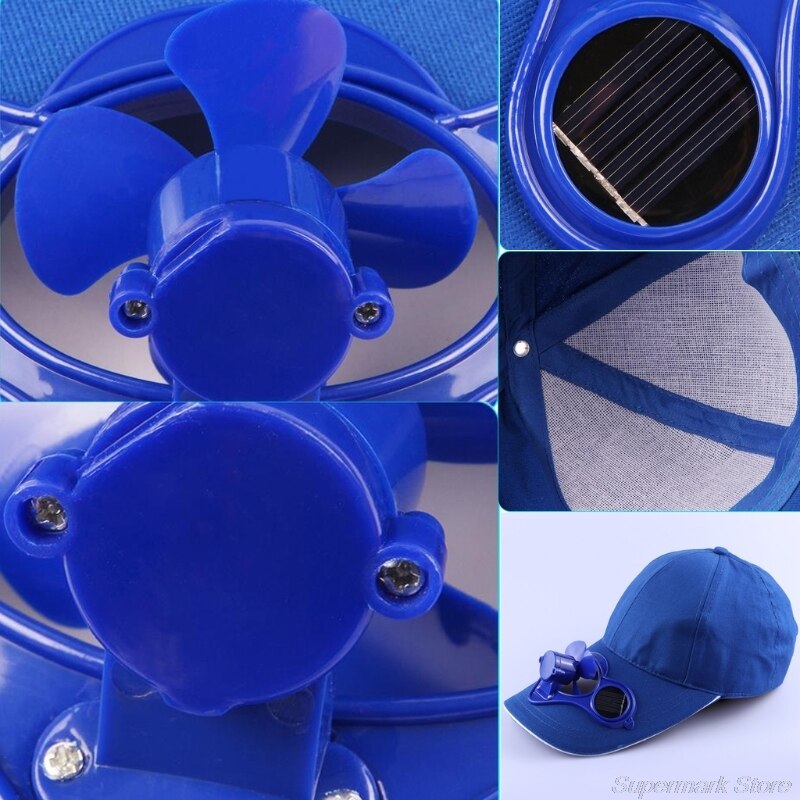 Solar Panel Powered Fan Cooling Baseball Cap Summer Sport Outdoor Cap Travel Ju18 21