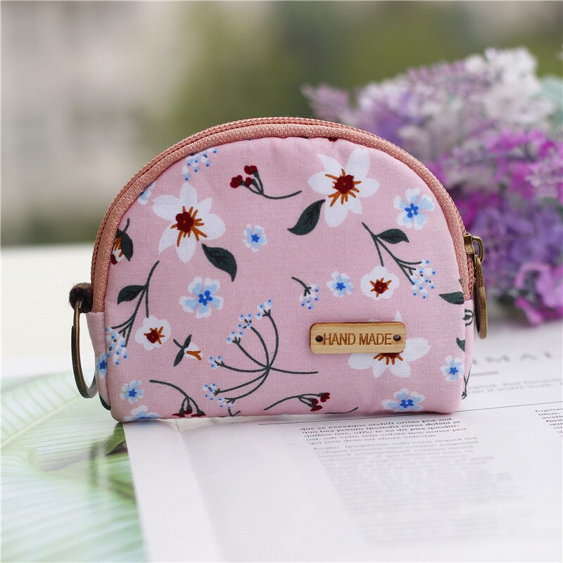 Nueva cartera Floral de algodón con cremallera y flores, monederos de mano informales para mujer, Mini bolso, llavero, monedero Retro, billeteras para chica: style 2