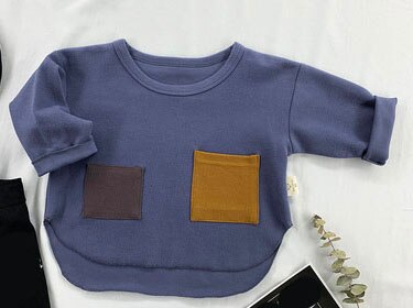 Jongenskleding t-shirts kindertops lente herfst kinder t-shirts voor babyjongens t-shirts lange mouwen peuters 80 ~ 120 patchwork: Blauw / 6