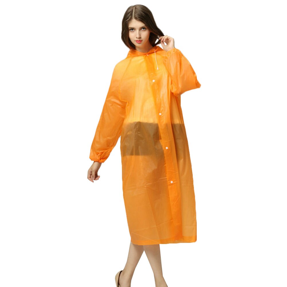 Let materiale bærbar unisex hætteklædt regnfrakke udendørs camping vandreture vandtæt poncho: Orange