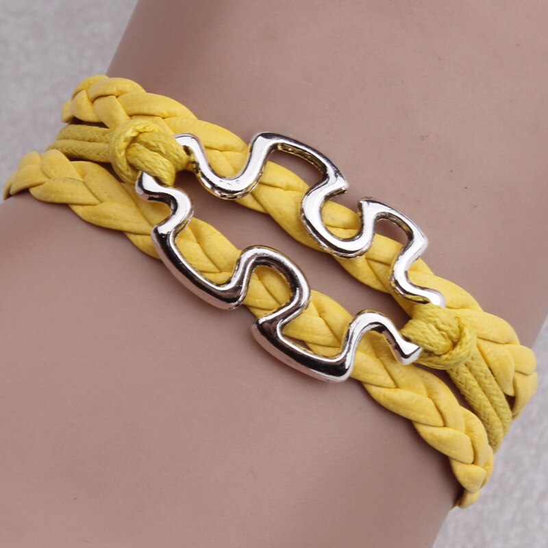 Neue Autismus Puzzle Armbinde unendlich Gewebt Armbinde Kreative Schmuck Frauen Anhänger Weihnachten: Gelb