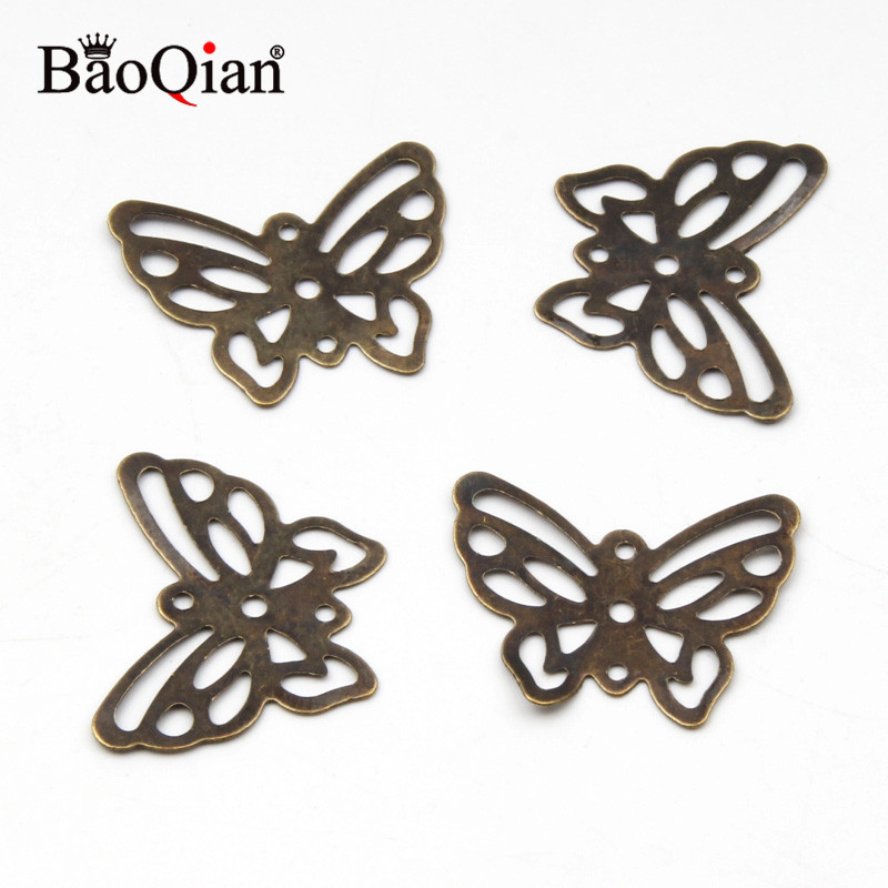 50 Uds 16x21MM mariposa envolturas de filigrana flor conectores Artesanía de Metal Scrapbooking conector para la fabricación de la joyería DIY Decoración