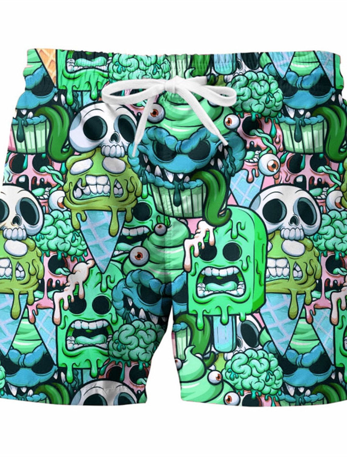 Herreshorts badebukser sommershorts strandshorts elastisk midje grafisk hodeskalle pustende hurtigtørkende shorts avslappet bohemsk hawaiisk: L / Svart