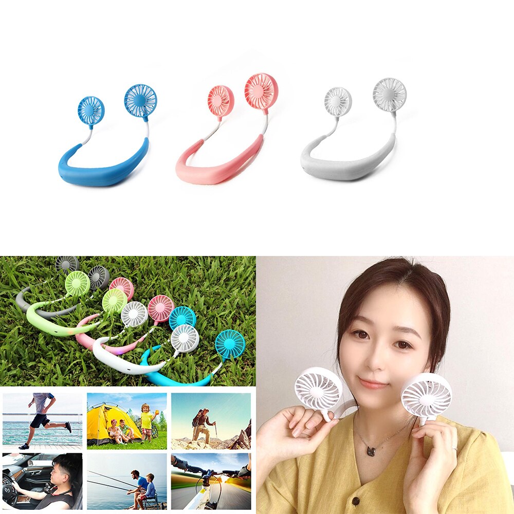 Sport mini ventilator usb draagbaar handsfree nek hangend usb opladen buiten mini draagbare sportventilator sterke wind dempen