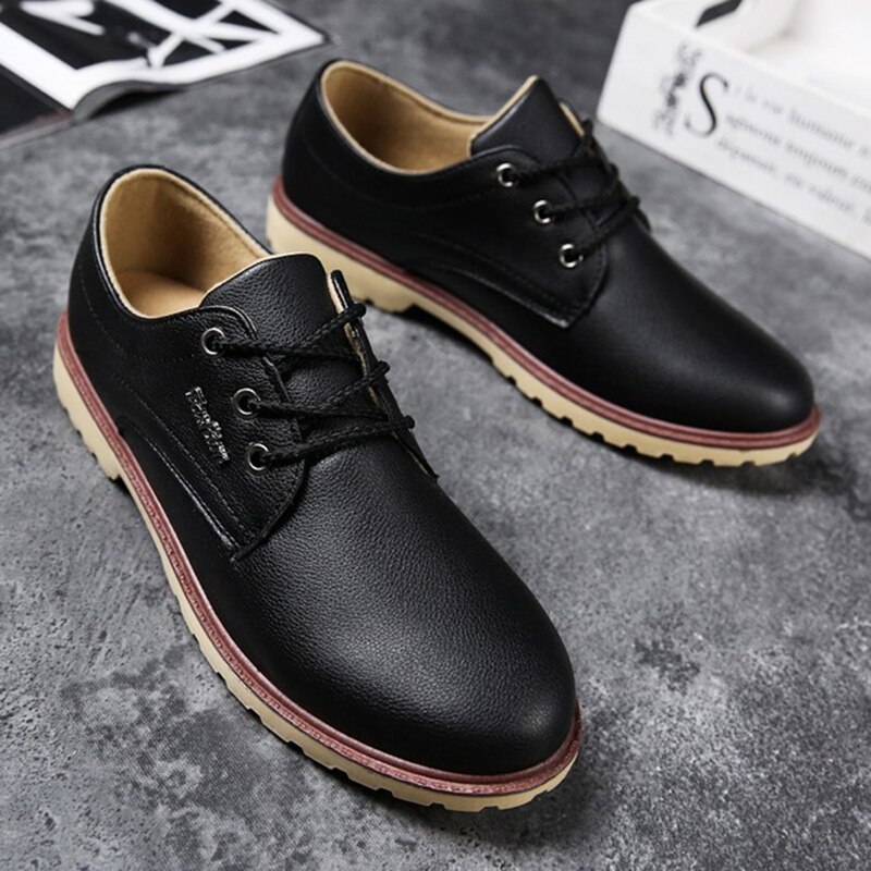 Autumn Men's Leather Shoes Men's Casual Men's Shoes Trend Wild Work Slip Breathable Waterproof Single Shoes
