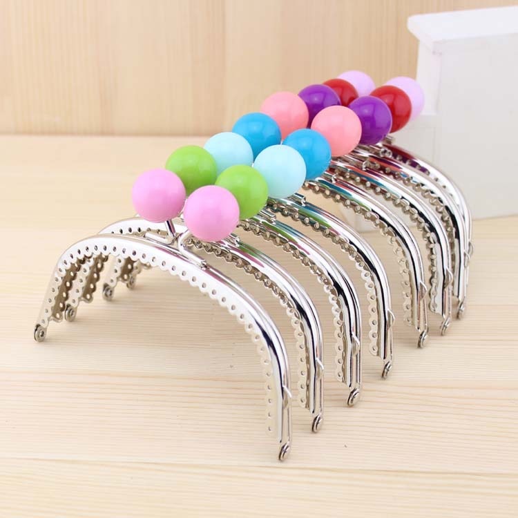 C30 Silver arc-shaped 12.5CM lace Thicken Candy beads head Metal Purse frame Kiss Clasp ,DIY handmade Coin Purse Bag 5pcs/lot