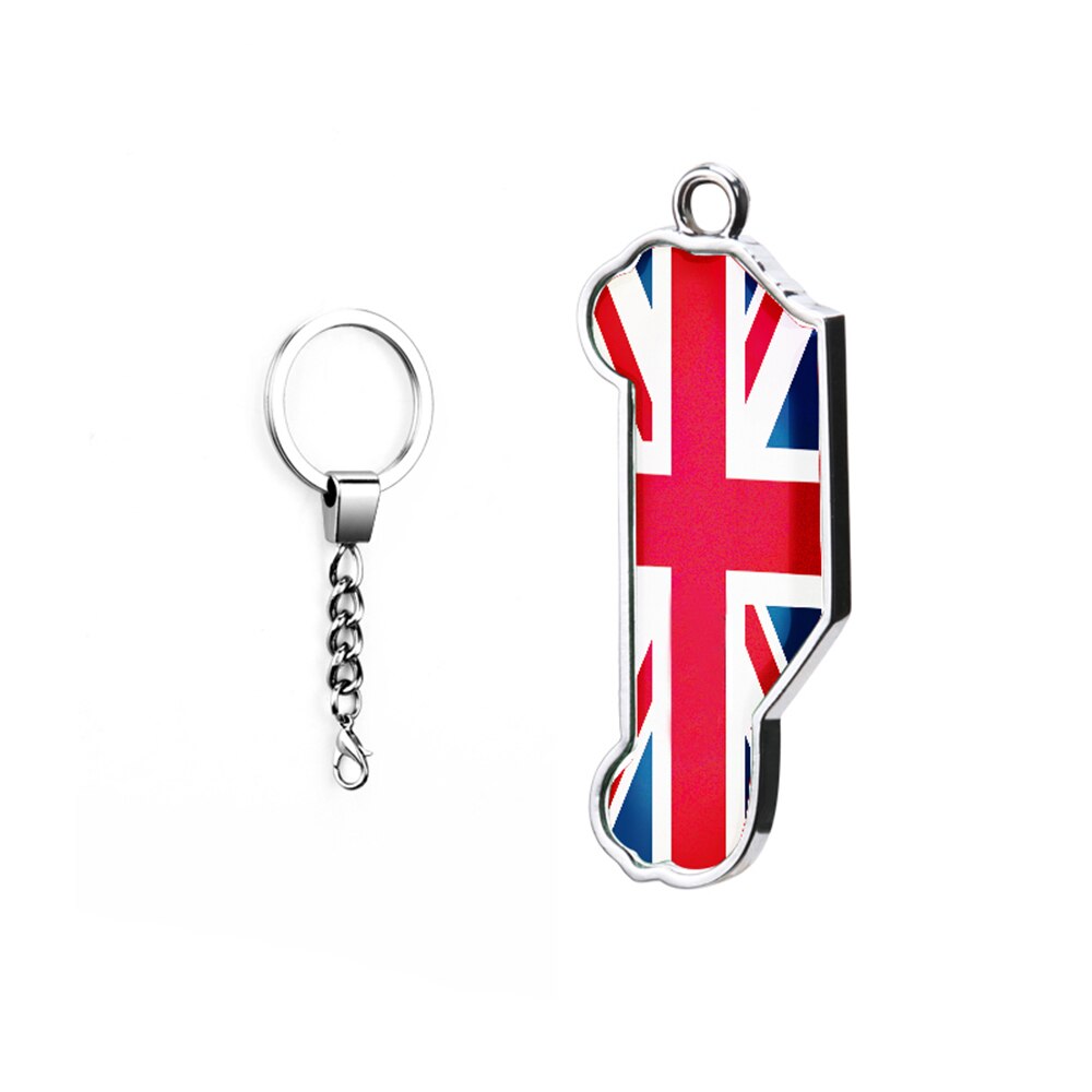 Bilnyckelring nyckelring till mini cooper jcw one s  r50 r52 r53 r55 r56 r60 r61 f54 f55 f56 f57 f60 countryman biltillbehör: Röd union jack kedja