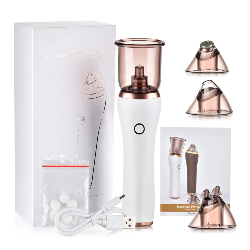 Elektrische mee-eter verwijderaar, gezichtsreiniger, poriën stofzuiger, acne, puistjes zuigmachine, 4 in -in-1 body guasha cupping massage: Wit