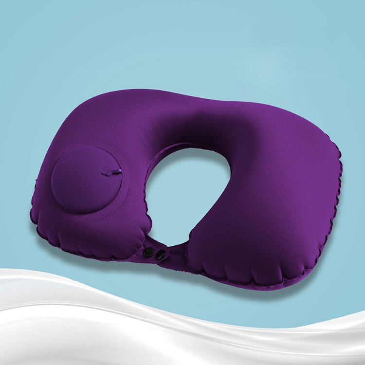 Air Pillow Office Pillow with Press U Inflatable Pillow Head Rest Air Neck Cushion: Purple