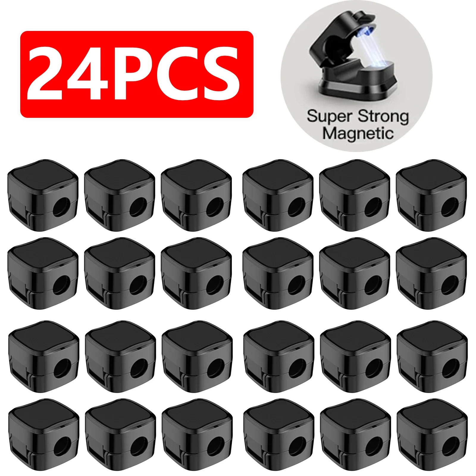 24/6PCS Magnetic Cable Organiser Clips Cable Management Wire Manager Cord Holder Charging Cable Winder Wall Mounted Hook: Red