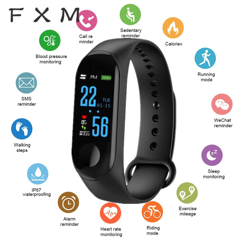 Fxm klokker mandig digital se kvinner pulsmåler blodtrykk Fitness sporer sport smart menn se klokke ios android