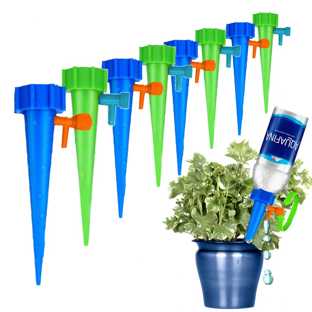 Dispensador de agua para plantas, dispositivo de riego por goteo ajustable, para el hogar, jardín, balcón, ahorro de agua, 12 Uds.