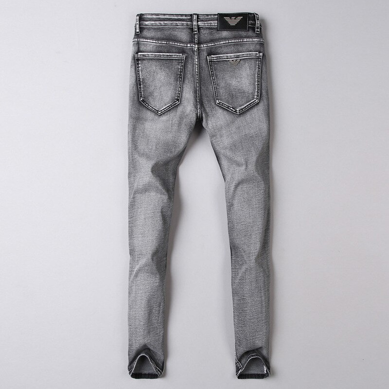 retro Herbst Winter herren Jeans Baumwolle Dünne Elastische Italien Adler Geschäft Hosen Klassische Jeans Denim Hosen Männlichen Schlauch