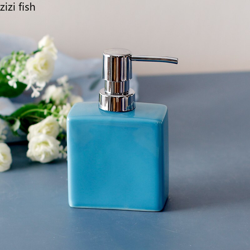 280/320ml Square Ceramic Bottle Liquid Soap Dispensers Shampoo Lotion Shower Gel Pump Bottles for Hand Simple Lotion Bottle