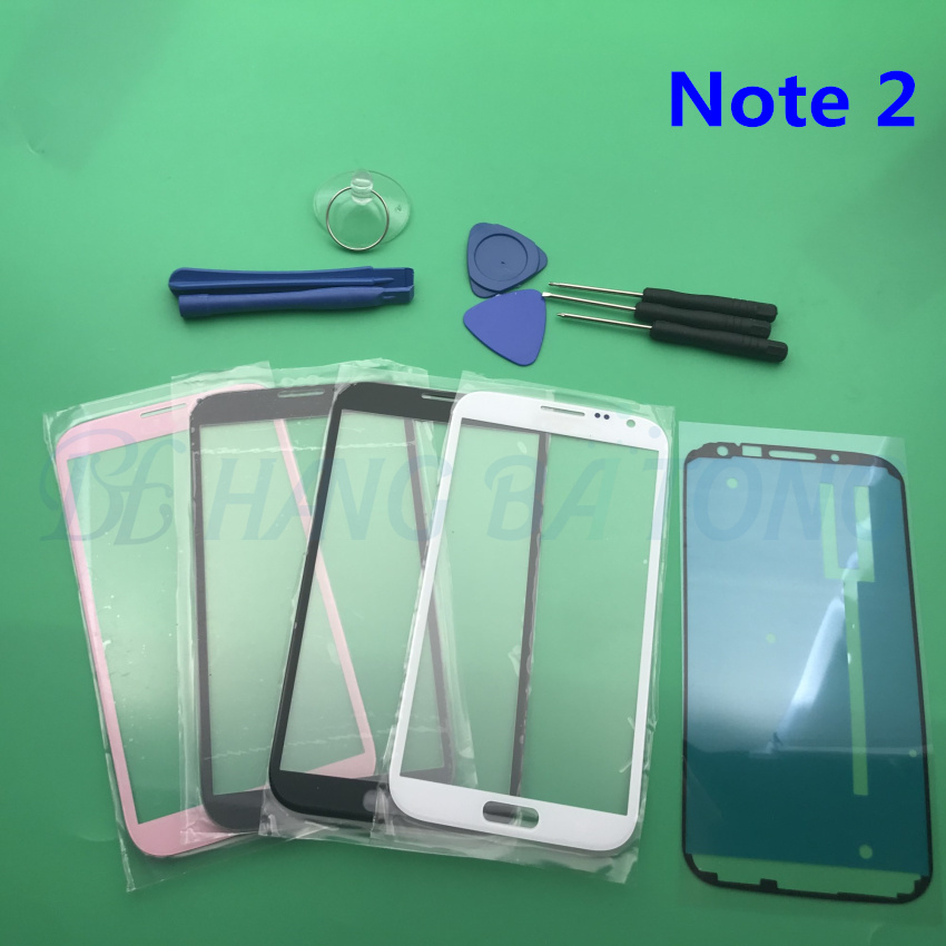 Black/white/grey Front Outer Glass Lens replacement for Samsung Galaxy note 2 N7100 N7102 N7105 LCD touch screen+Adhesive+Tools