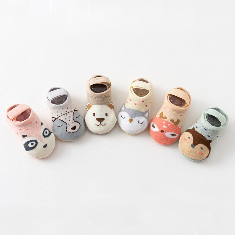 1 Pair Baby Girls Boys Cute Cartoon Non-slip Cotton Toddler Floor Socks Animal Pattern First Walker Shoes For Newborns