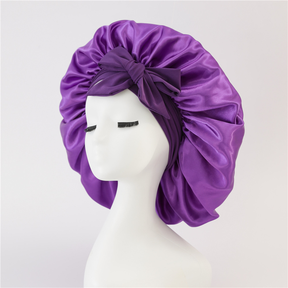 Gorro de satén para el pelo para mujer, gorros para dormir, gorros redondos para el cuidado del cabello, gorro de noche, cubierta para la cabeza Reversible, cubierta para la cabeza de ducha para el cuidado del cabello: Azul