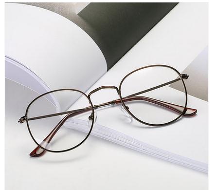 MINCL/Korean Tide Retro Glasses Frame Metal Round Box Golden Plain Retro Myopia Female Literary Tide eye Glasses LXL: Bronze