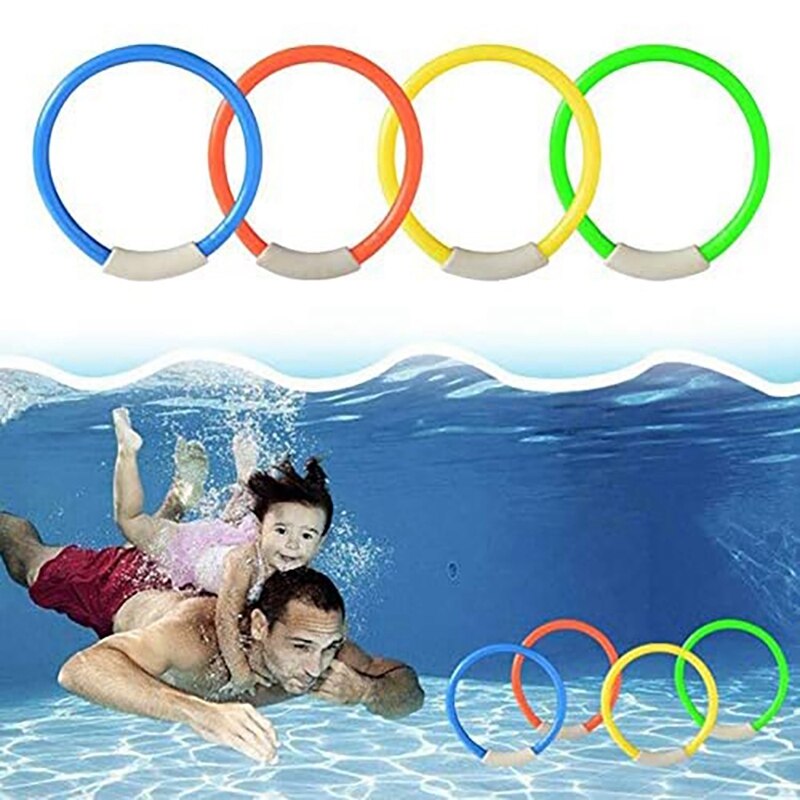 Diving Rings Swimming Pool Toy Rings 4 Pack Toys For Kids Plastic Diving Ring Colorful Sinking Pool Rings Dive Training