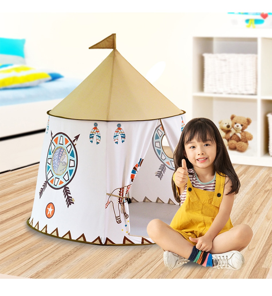 Pieghevole Tenda dei bambini Per I Bambini Del Bambino della Casa del Gioco Wigwam Castello Della Principessa Teepee Bambini Regalo di Appendere la Bandiera Tenda Per Bambini toy camera