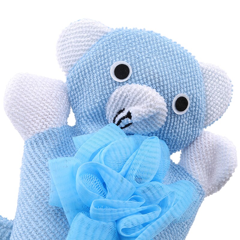 Cartoon Baby Bad Handschoen Handschoenen Zachte Geen Pijn Huid Leuke Baby Bad Bloem Voor Body Wisp Droge Borstel Thuis badkamer Producten: blue