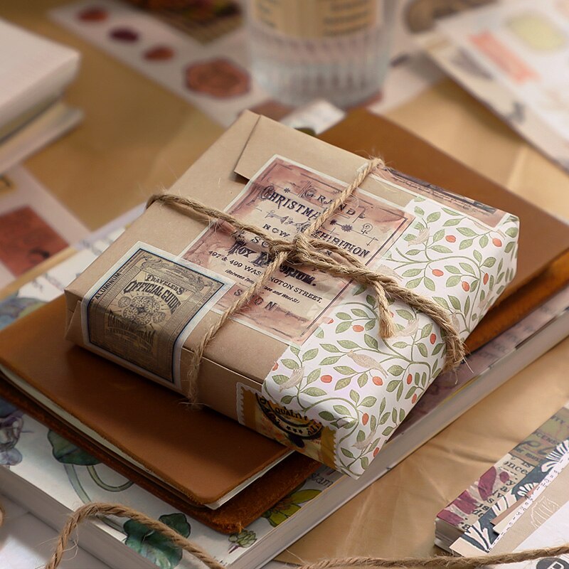 Retro Oude Tijd Sticker Boek Washi Papier Journal Diy Materiaal Decoratie Stickers Memo Pad Scrapbooking Ins Briefpapier