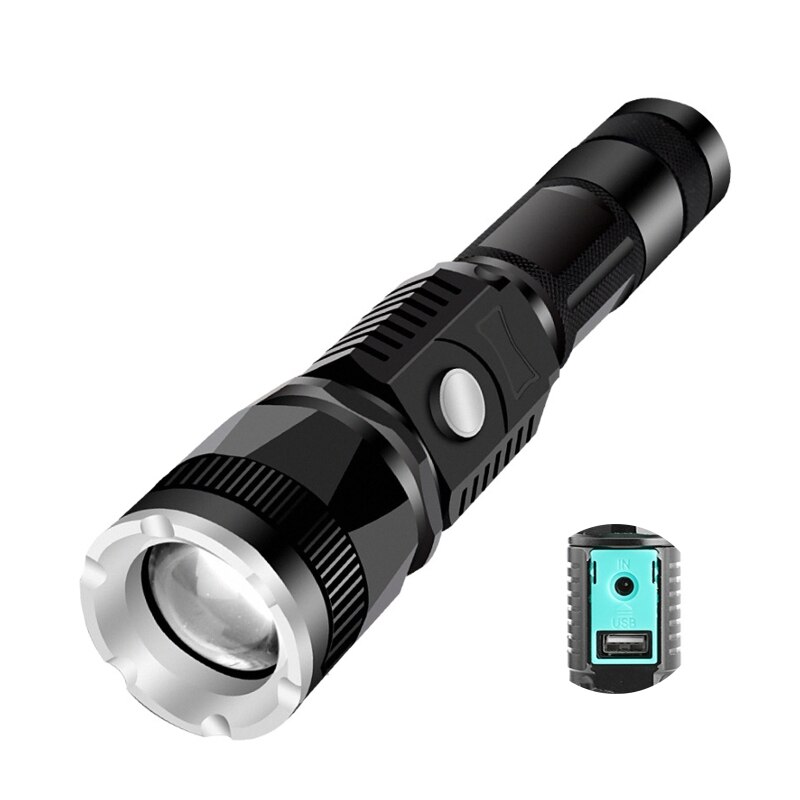 Zoom LED Flashlight No Battery for Camping Outdoor Hiking Mountaineering 95AF
