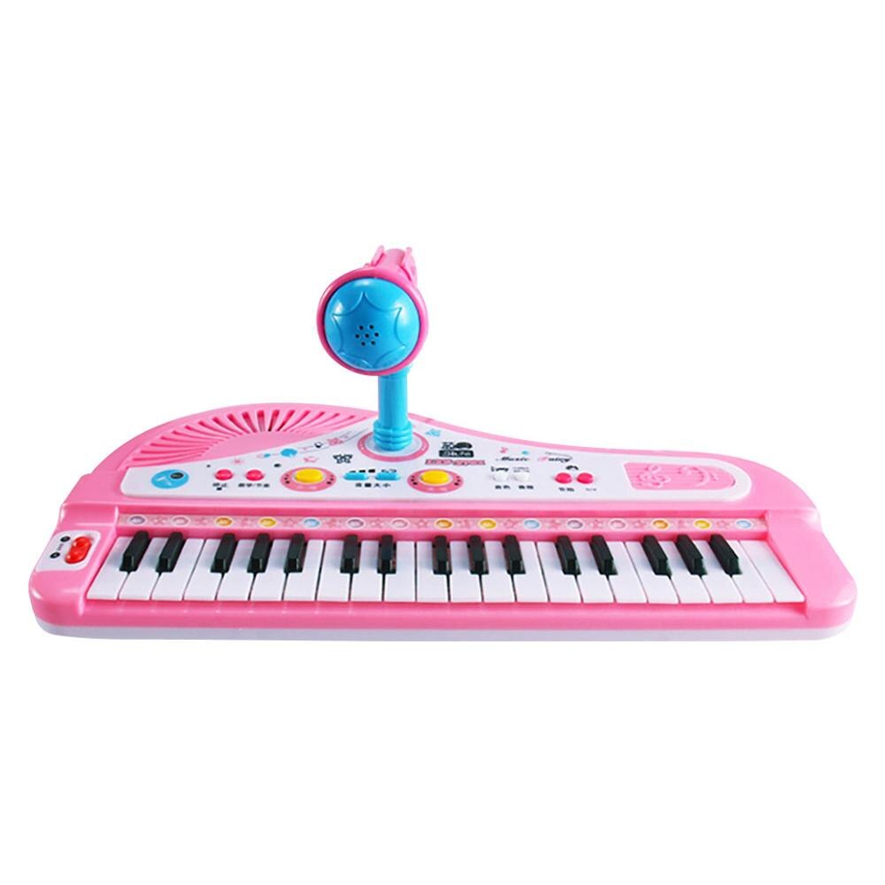 37 Keys Electronic Piano Keyboard With Microphone Children Musical Instrument Dual power mode Fun Kids: Pink