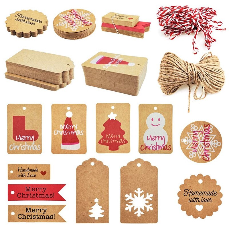 100Pcs Kraft Papier Tags Dank U Voor Vieren Met La... - Vicedeal