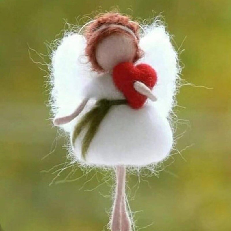 Jiwuo Cute Little Fairy Wool Felt Craft DIY Non Finished Poked Set Handcraft Kit for Needle Material With Instructions