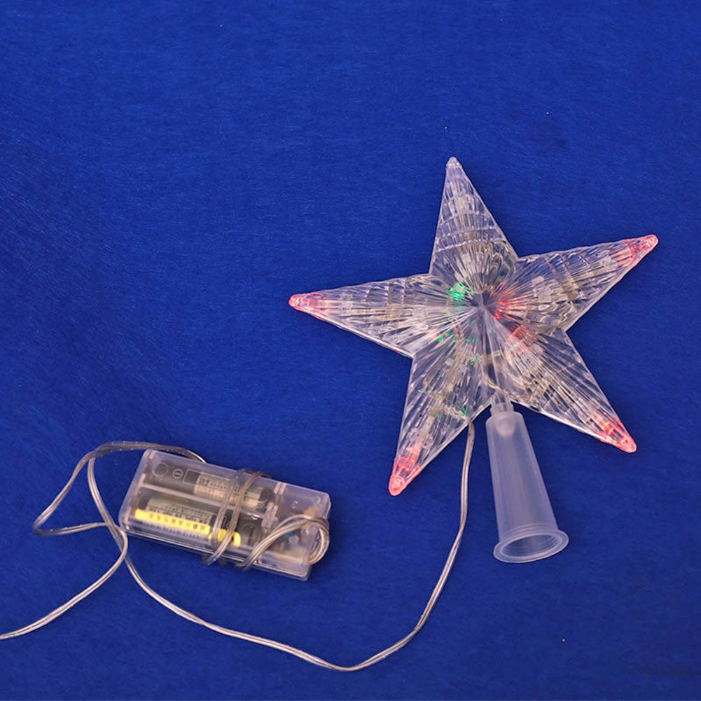Christmas Tree Topper LED Treetop Flashing Mode Star Light Battery Operated Christmas Tree Topper for Christmas Party