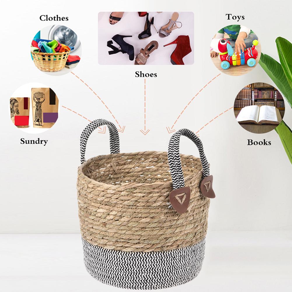 Foldable Storage Basket Natural Seagrass Rattan Straw Wicker Folding Flower Pot Baskets Garden Planter Laundry Supplier