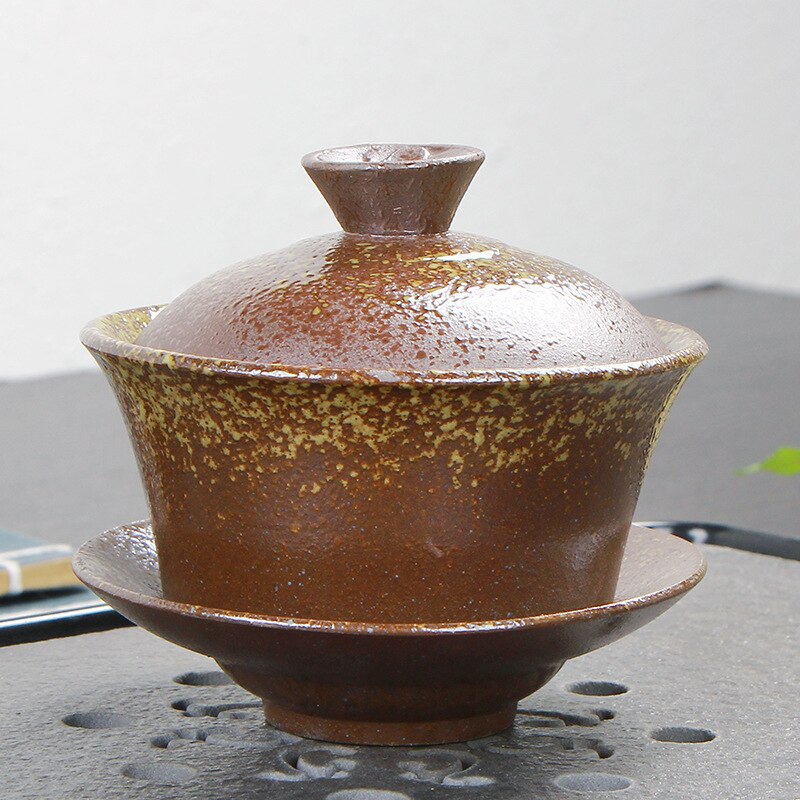 Retro te terrin kinesisk lertøj sancai te skål te sæt fambe brænde keramisk kop kop og underkop sæt: A 3.8 tommer